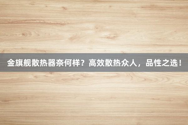 金旗舰散热器奈何样？高效散热众人，品性之选！